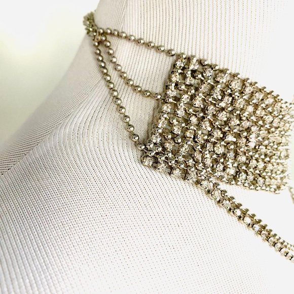 Stunning Coachella Choker Rhinestone Necklace - Picture 7 of 8